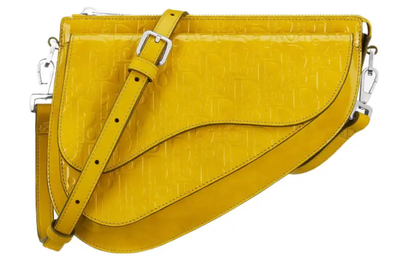 DIOR Oblique Gravity Leather Saddle Bag Handbag, Shoulder Bag Men's Yellow