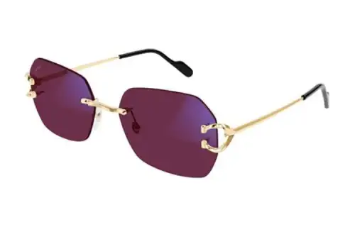 CARTIER Metal Irregular Shape Sunglasses Unisex Gold