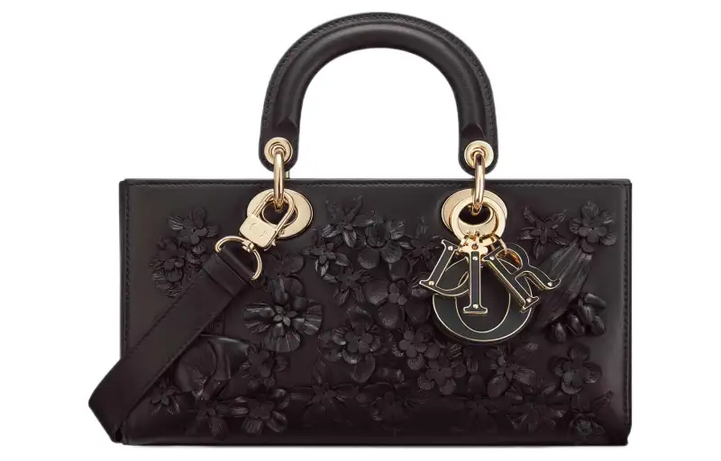 DIOR Lady D JOY Sheepskin Handbag, Shoulder Bag, Crossbody Bag, Handbag Medium Women's Black