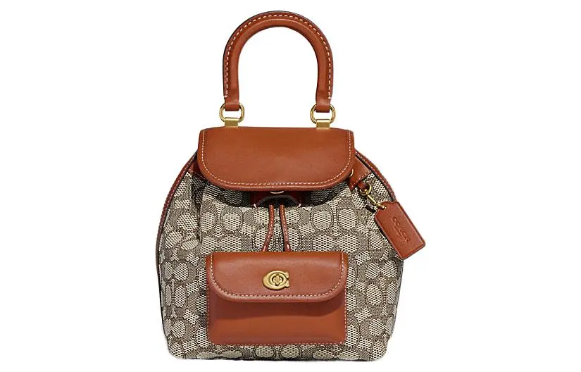 COACH Riya Fabric With Leather Backpack Medium Women's Tan