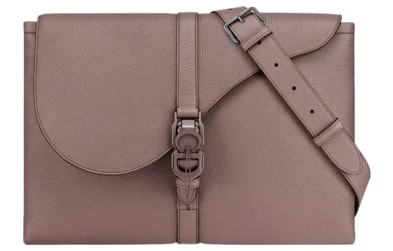 DIOR Grain Calfskin Oval Shaped Handbag, Shoulder Bag Men's Plum