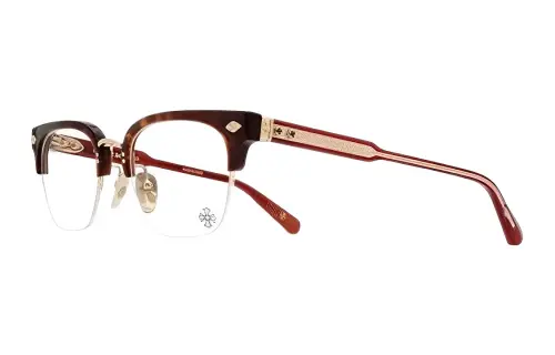 Chrome Hearts Plate Frame Metal Irregular Shape Eyeglass Frames Unisex Brown Red
