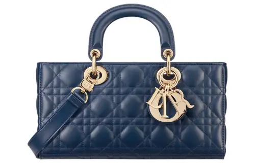 DIOR Lady D Joy Lambskin Handbag, Shoulder Bag, Crossbody Bag, Handbag Medium Women's Deep Sea Blue