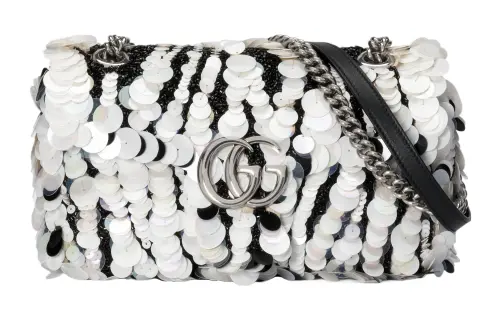 GUCCI GG Marmont Sequins And Bead Embroidery Crossbody Bag, Shoulder Bag Women's