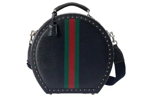 GUCCI Leather Hat Storage Box Storage Box Small Women's Dark Blue