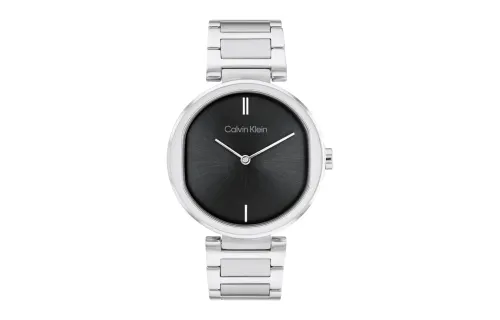 CK/Calvin Klein Elegant Two Tone Stainless Steel Strap Fashion Wrist Watches Quartz Movement Steel Strap 36 Black Dial
