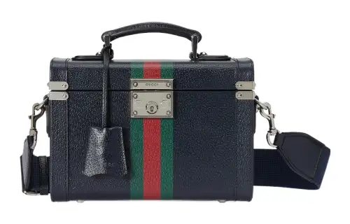 GUCCI Leather Shoulder Bag, Crossbody Bag, Handbag, Makeup Bag Regular Women's Dark Blue