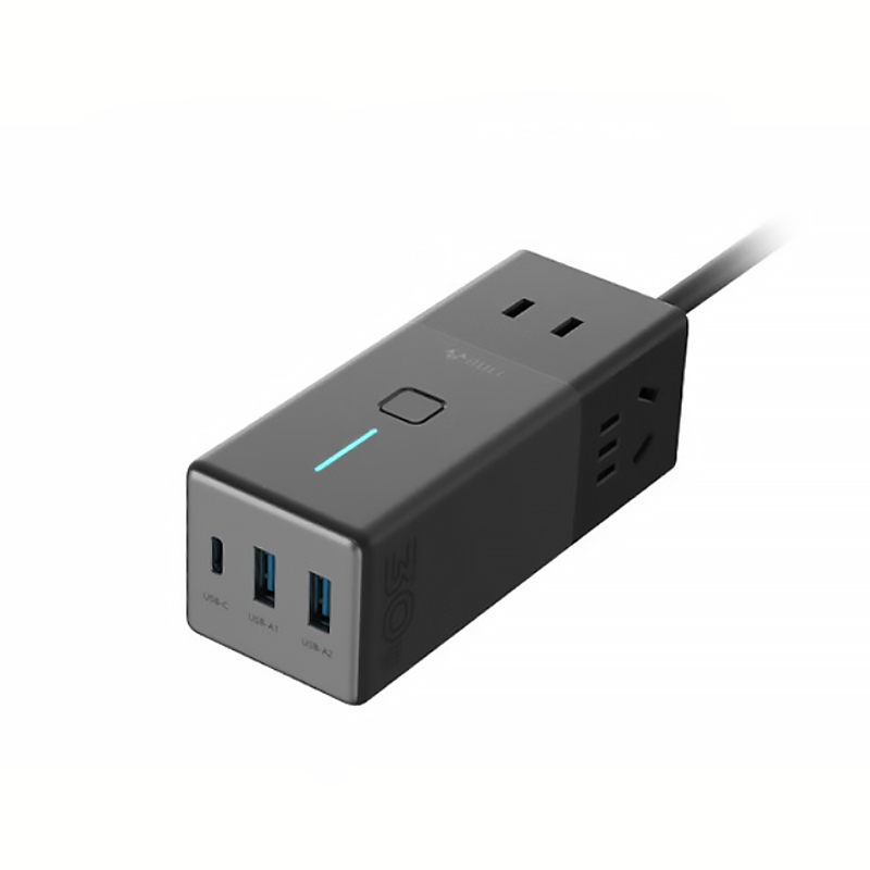 BULL smart power strip 2500W, total length 1.5 meters, gallium nitride 30W charger fast charging socket/multi-function USB power strip portable power strip USB (1C2A) + 3 jacks GNV-