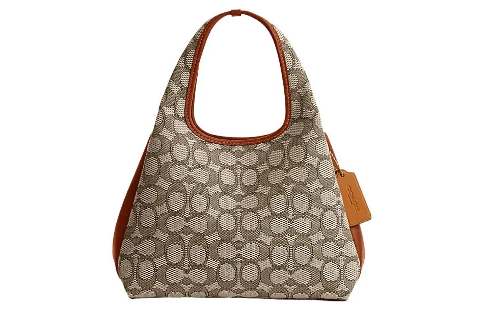 COACH Lana Jacquard With Leather Handbag Medium Women's Umber