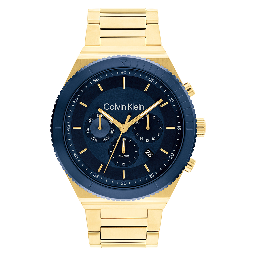 CALVIN KLEIN FEARLESS Wrist Watches Quartz Movement Steel Strap 44mm Blue Dial Men's Watches 25200302