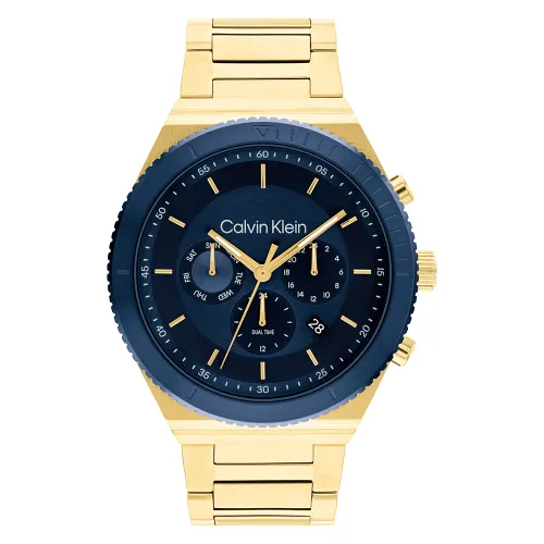 CALVIN KLEIN FEARLESS Wrist Watches Quartz Movement Steel Strap 44mm Blue Dial Men's Watches 25200302
