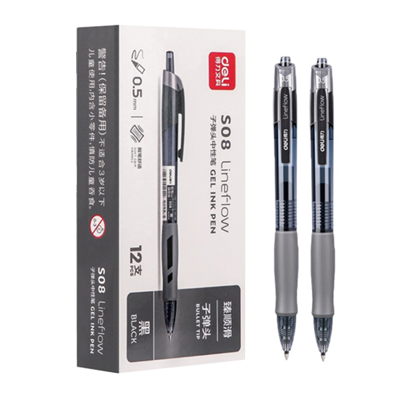 Capacious ink, quick dry bullet, rollerball pen, 12 pieces, 0.5mm