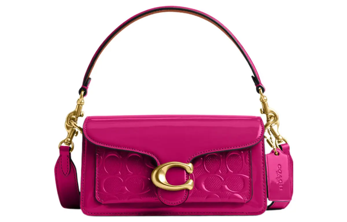 COACH Tabby Patent Leather Messenger Bag, Handbag, Shoulder Bag Women's Magenta