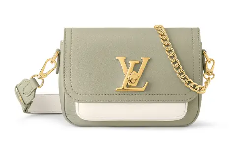 LOUIS VUITTON Lockme Tender Grain Calfskin Shoulder Bag, Crossbody Bag Regular Women's Green/White