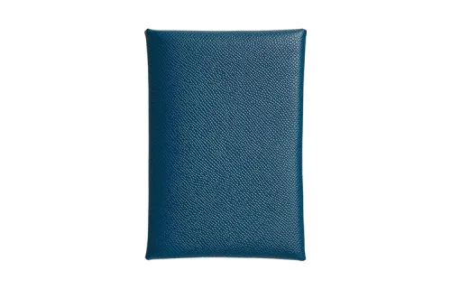 HERMES CalviDuo Madame Calfskin Card Holder Regular Women's S4 Deep Blue Dark Blue