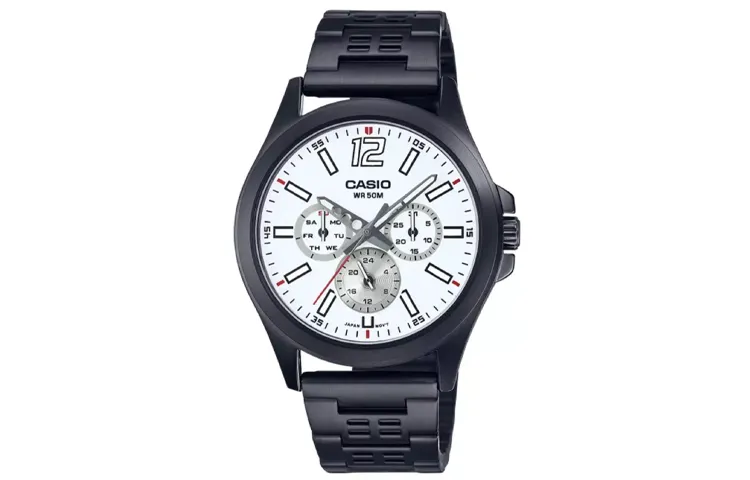 CASIO STANDARD Quartz Movement Stainless Steel Strap Watch Men's Watches White Dial