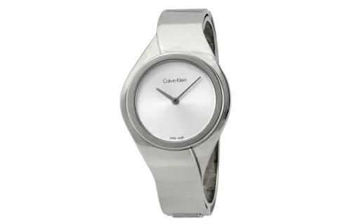CALVIN KLEIN Wrist Watches Quartz Movement Stainless Steel Strap 34mm Silver Dial Women's Watch 30m Water Resistant