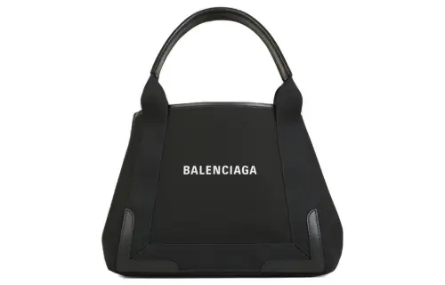 Balenciaga Cotton With Calfskin Tote Bag, Shopping Bag, Handbag Women's Black