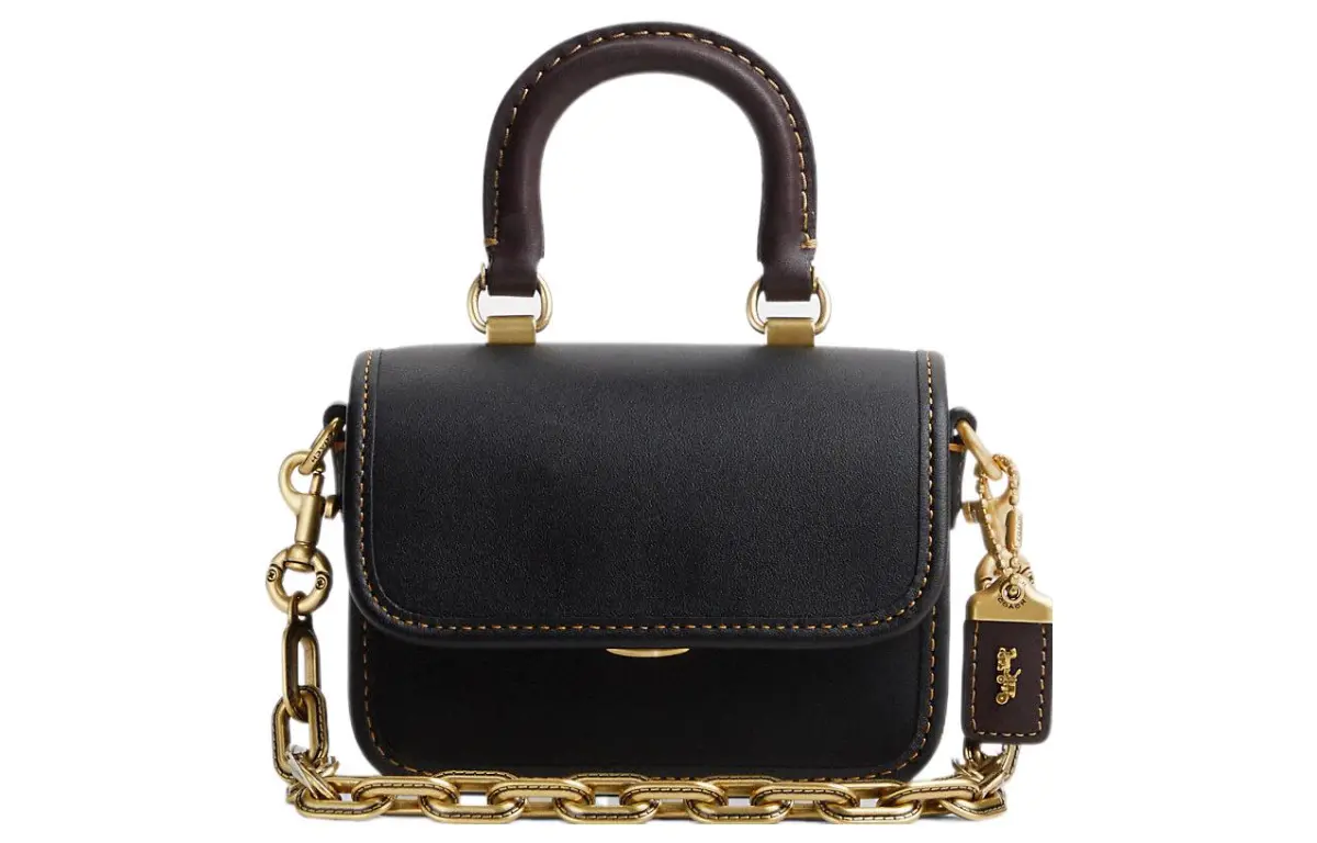 COACH Rogue Glove Tanned Leather Square Bag, Shoulder Bag, Crossbody Bag, Handbag Mini Women's Black