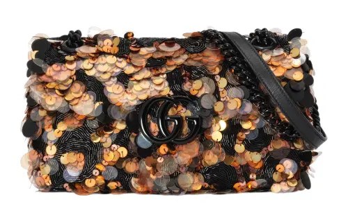 GUCCI GG Marmont Sequins And Bead Embroidery Crossbody Bag, Shoulder Bag Women's