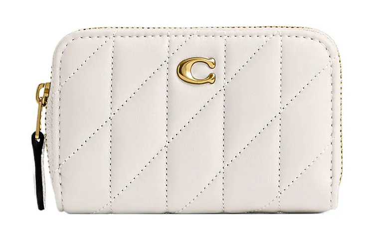 COACH Zip Around Nappa Leather Card Holder Women's White