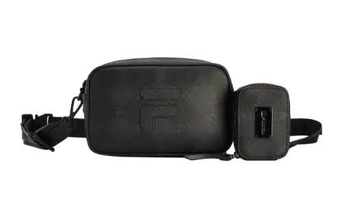 FILA FUSION Polyurethane Camera Bag, Shoulder Bag, Crossbody Bag Regular Unisex Black