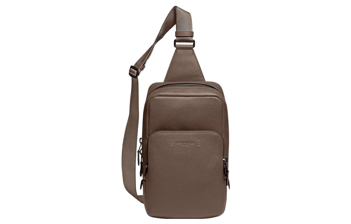COACH Gotham Leather And Calfskin Sling Bag, Fanny Pack, Shoulder Bag, Crossbody Bag Small Men's Brown