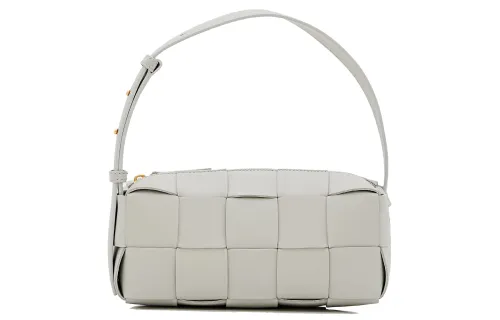 Bottega Veneta Brick Cassette Sheepskin Handbag, Shoulder Bag Small Women's Gray