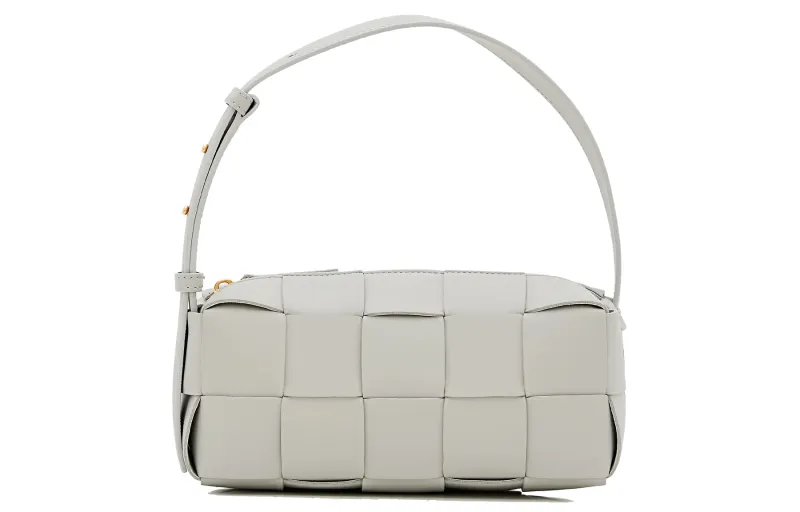 Bottega Veneta Brick Cassette Sheepskin Handbag, Shoulder Bag Small Women's Gray