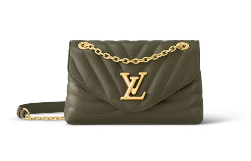 LOUIS VUITTON New Wave Smooth Cow Leather Portable Crossbody Bag, Shoulder Bag Women's Khaki Green