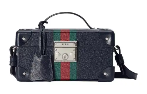 GUCCI Leather Wrist Watch Box, Handbag, Shoulder Bag, Crossbody Bag Regular Women's Dark Blue