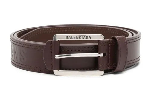 Balenciaga Carved Logo Pin Buckle Leather Belts Unisex Decoration Width 3CM