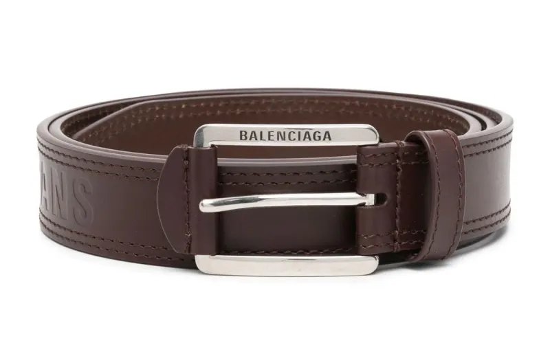 Balenciaga Carved Logo Pin Buckle Leather Belts Unisex Decoration Width 3CM