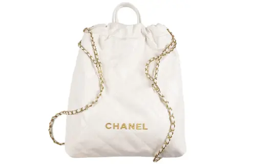 CHANEL 22A Pre Fall 22Bag Shiny Cow Leather Backpack Large Women's White