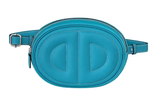 HERMES In The Loop Silver Swift Leather Pig Nose Fanny Pack Women's Blue