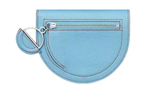 HERMES In The Loop Mysore Goat Skin Pig Nose Wallet Small Women's 7N Celeste Sky Blue