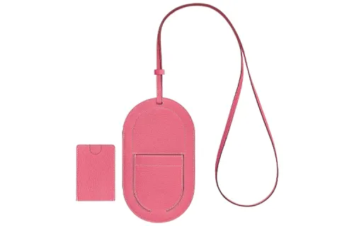 HERMES In The Loop Mysore Goat Skin Pig Nose Card Holder Cell Phone Pouch Large Women's Lipstick Powder