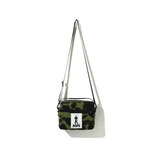 A BATHING APE Polyamide Small Square Bag, Crossbody, One Shoulder Handbag Regular Unisex Green/Yellow