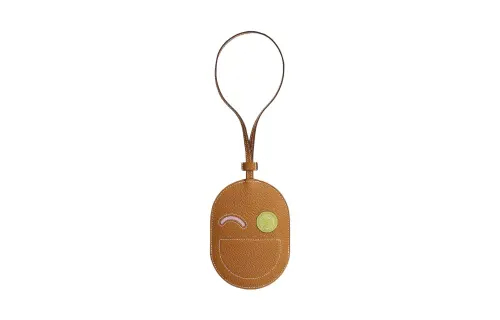 HERMES In The Loop Mysore Goat Skin Pig Nose Keychain Bag Accessory Women's Caramel