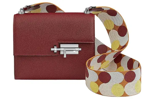 HERMES Verrou Mysore Goat Skin With Canvas Verrou Bag, Shoulder Bag, Crossbody Bag Women's Red