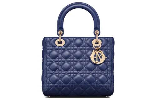 DIOR Lady Dior Sheepskin Handbag Shoulder Bag, Crossbody Bag, Handbag Medium Women's Royal Blue