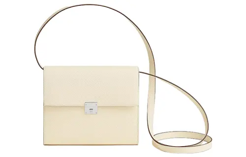 HERMES Clic Epsom Leather Shoulder Bag, Crossbody Bag Women's Cream White