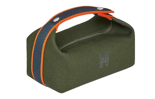 HERMES Bride a Brac Cotton Handbag, Storage Bag, Toiletry Bag Small Women's 07 Vert Pale Light Green