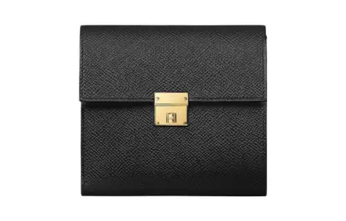 HERMES Clic Epsom Calfskin Wallet Women's 89 Noir Black