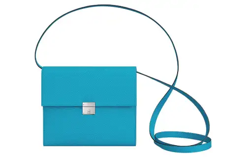 HERMES Clic Epsom Calfskin Shoulder Bag, Crossbody Bag Women's Freda Blue