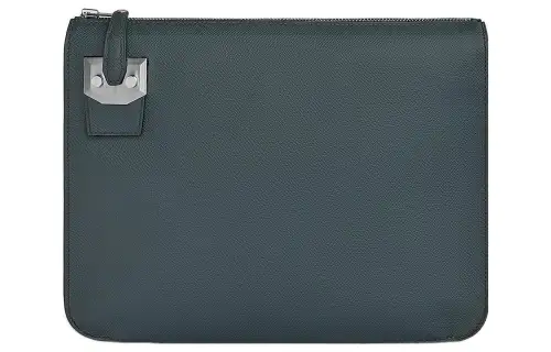 HERMES Epsom Calfskin Clutch Small Men's Hurricane Blue