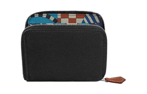 HERMES Silk'In Epsom Calfskin Wallet Women's Black