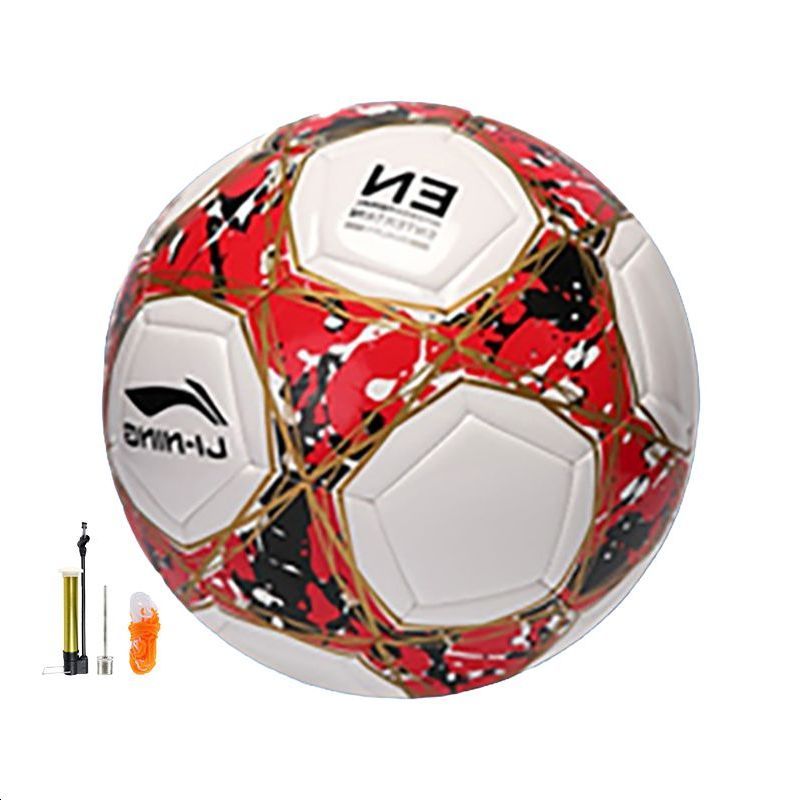 Li Ning Size 5 Soccer Ball TPU Machine Stitched Soccer Ball Unisex Red Black White