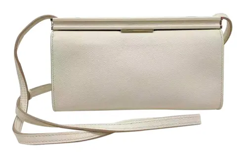 HERMES Clic Evercolor Calfskin Shoulder Bag, Crossbody Bag Women's 8L Beton Glacier White