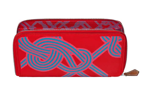 HERMES Silk'In Swift Leather Wallet Women's Multicolor